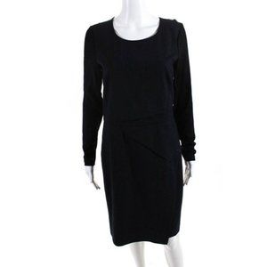 NWT DKNY Women Crew Neck Long Slv Striped Pencil Dress Blue Sz 6 #114